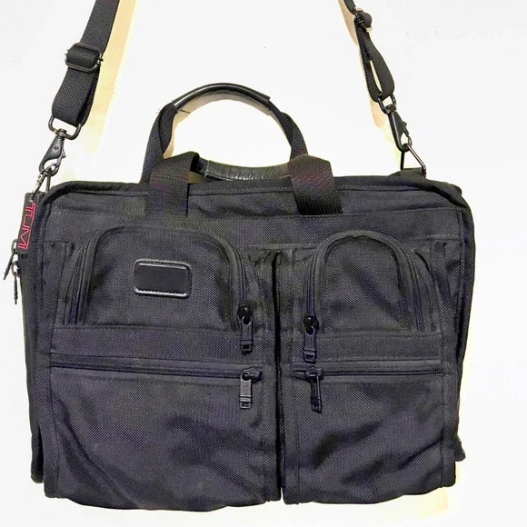Vintage TUMI Black Ballistic Expandable Nylon/Leather Laptop/Briefcase Bag